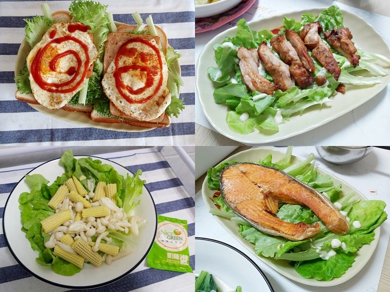 美蔬菜 生菜沙拉 生菜夾土司 鮭魚佐生菜 雞腿排佐生菜.jpg